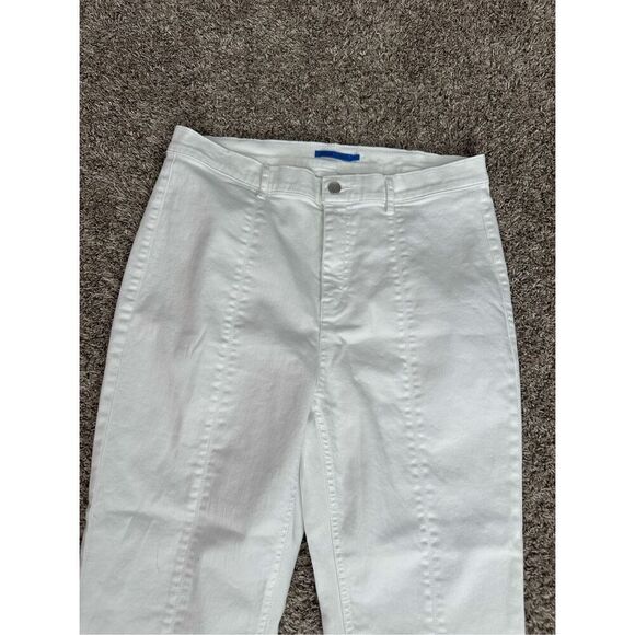 J. Mclaughlin Rainey Front Slit Straight Leg Front Seam Kick Flare White Jean 14 - Picture 15 of 15